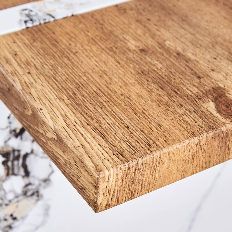 Rectangular Wood Grain Dining Table with Marble Patterned Table Legs
