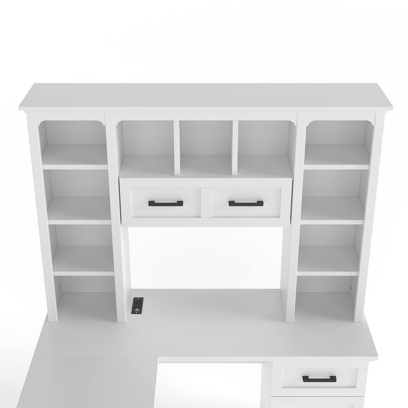 Sun City Computer Desk with a Drawer and Open Storage, White