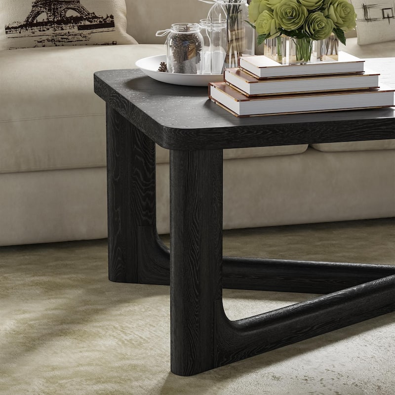 Modern Coffee Table Farmhouse Solid Wood Coffee Table with Cross Sturdy Legs Center Table for Home Office Living Room