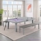 preview thumbnail 32 of 52, Newport Outdoor Patio 7ft Slate Pool Table Dining Set with 2 Benches & Accessories, Cement Finish Light Purple 