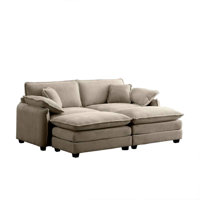 Ergonomic 2-Seater Modular Theater Sofa with Ottoman and Pillows