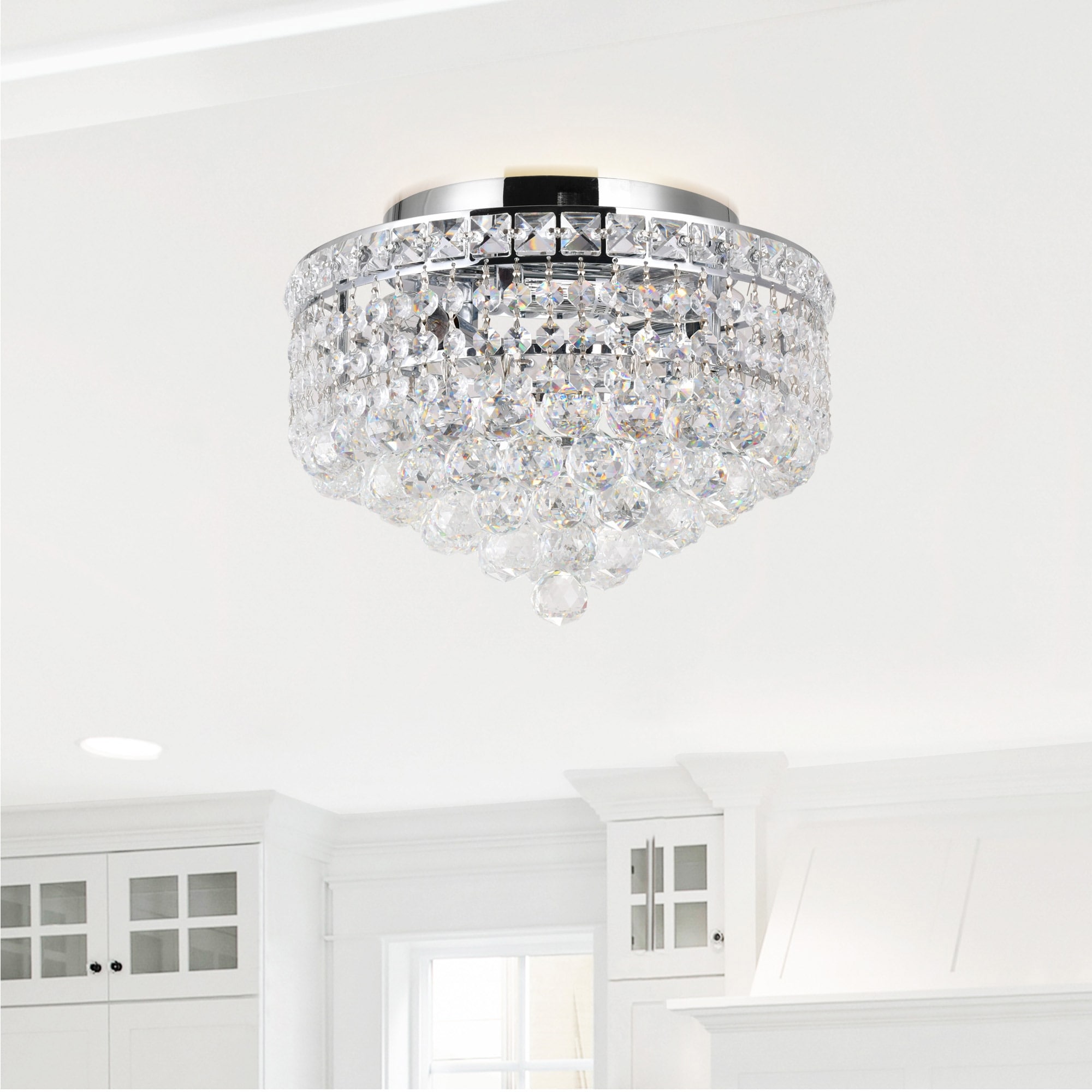 CWI Lighting Luminous 3 Light 12in Chrome Flush Mount