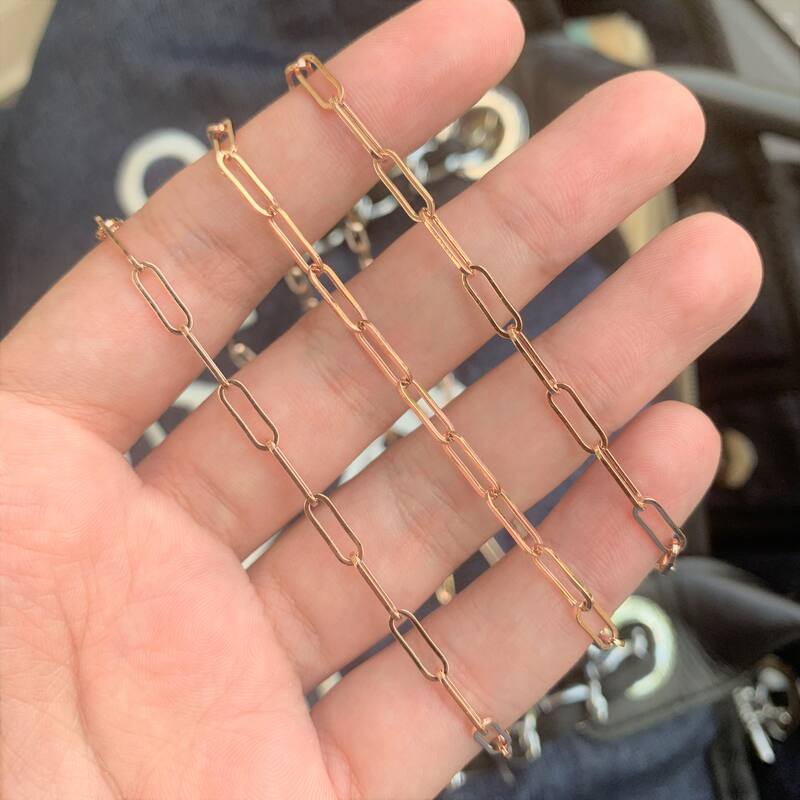 Joelle Collection Gold Link Chain Womens Necklace - 14K Paperclip Link Chain 3.4 mm For Her