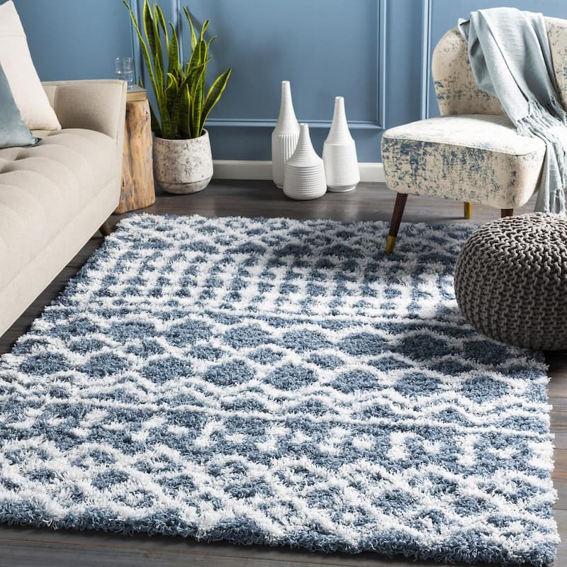 Livabliss Urban Shag Bohemian Tribal Area Rug - 5' 3" x 7' 3" - Denim
