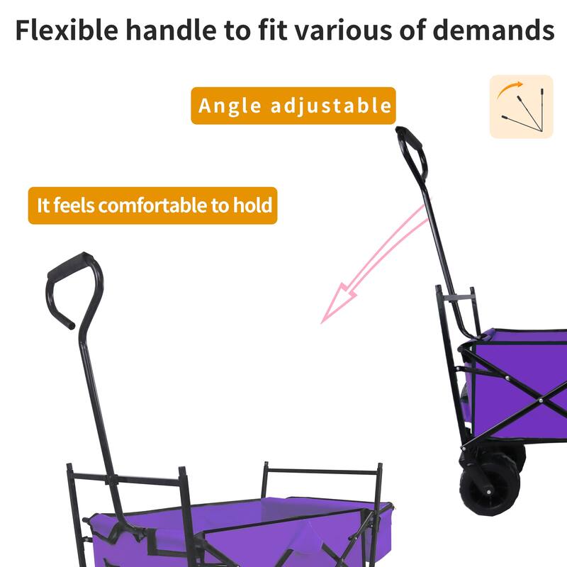 Outdoor Camping Kids Foldable Wagon,Portable Beach Trolley Cart with Removable Canopy