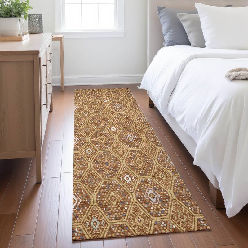 Machine Washable Indoor/ Outdoor Modern Hexi Chantille Rug