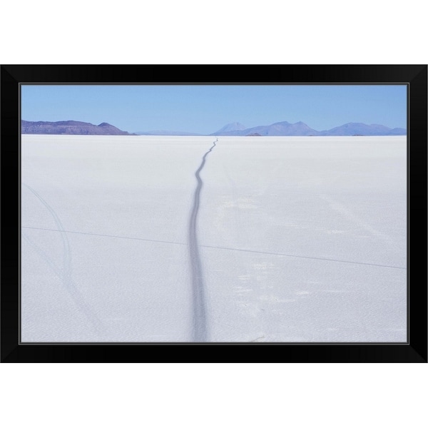 "Road through salt desert" Black Framed Print