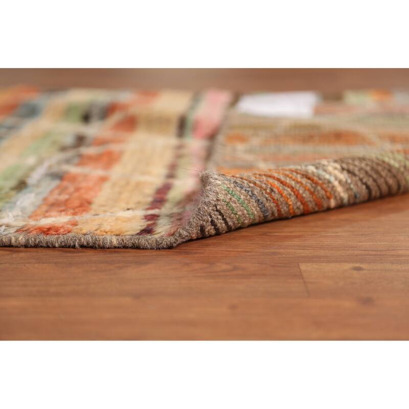 Striped Moroccan Oriental Runner Rug Handmade Wool Carpet - 3'0" x 10'2"