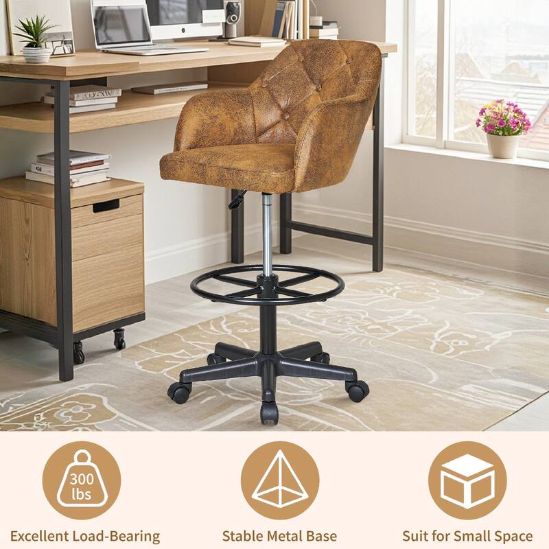 VECELO Swivel Wingback Tilting Task Chair with Tufted Naihead Trim Home Office Chairs Drafting Chairs(Set of 2)