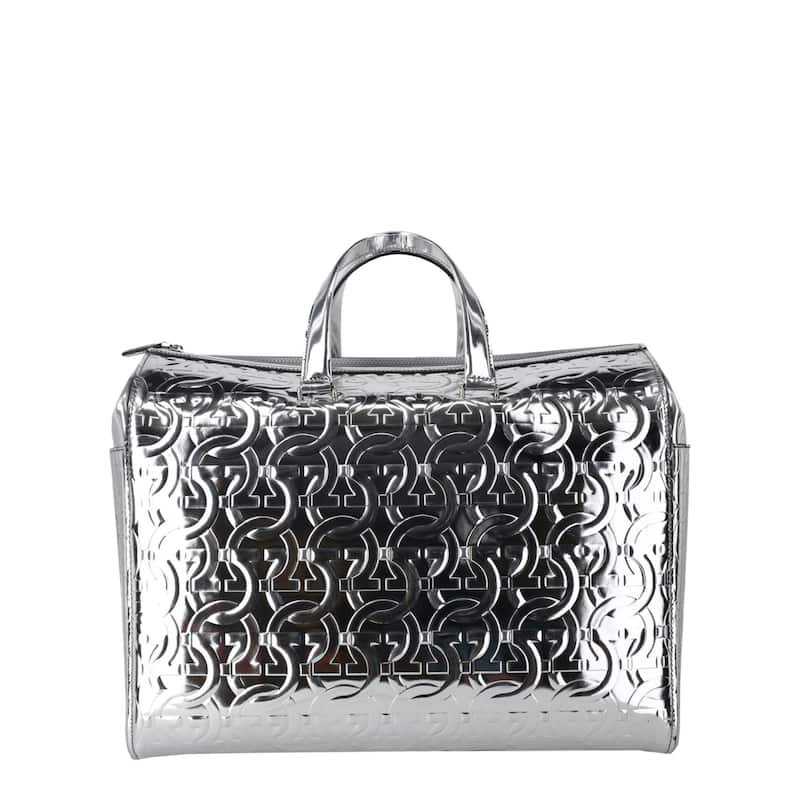 Ferragamo Brooklyn Monogram Metallic Leather Tote