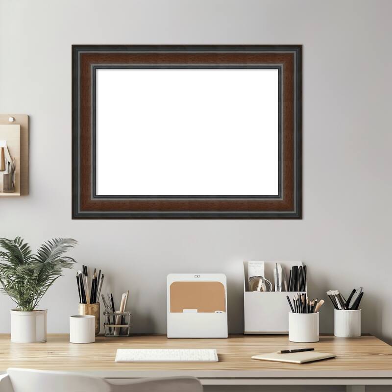 Amanti Art Cyprus Walnut Framed Dry Erase Magnetic Board