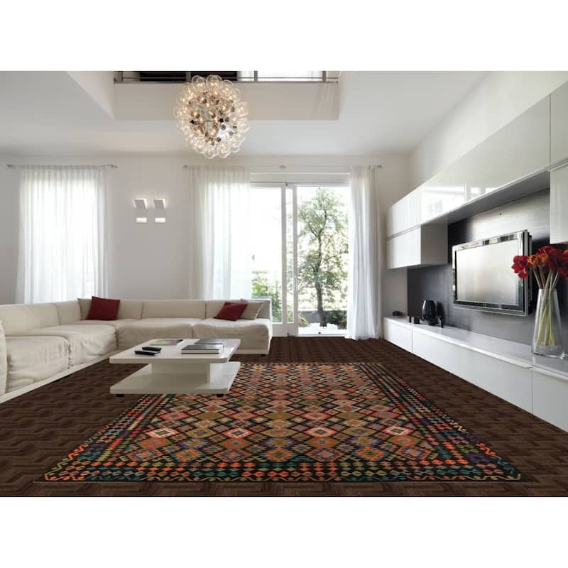 Kilim Oriental Large Rug Flatweave Wool Carpet - 10'0"x 16'4"