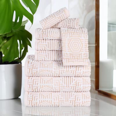 Superior Jasper Cotton Modern Jacquard Soft 9 Piece Bathroom Towel Set