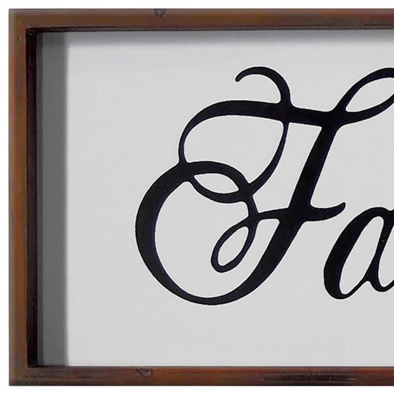 HomeRoots 12" X 28" Brown And White Family Wood Wall Decor