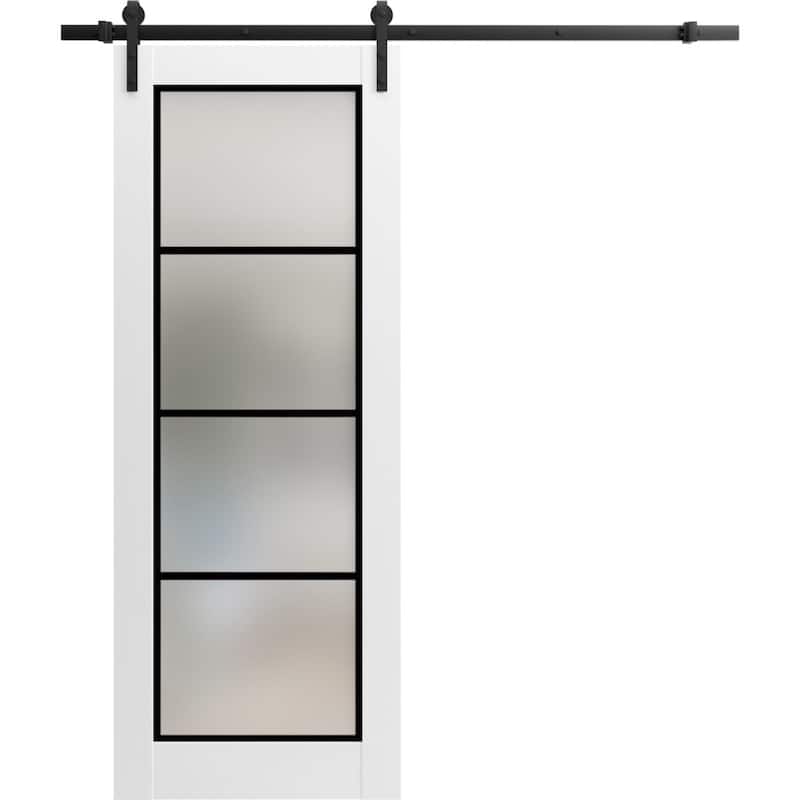 Sturdy Barn Door 18 x 80 Planum 2132 White Silk 6.6FT - White - 32" x 80"