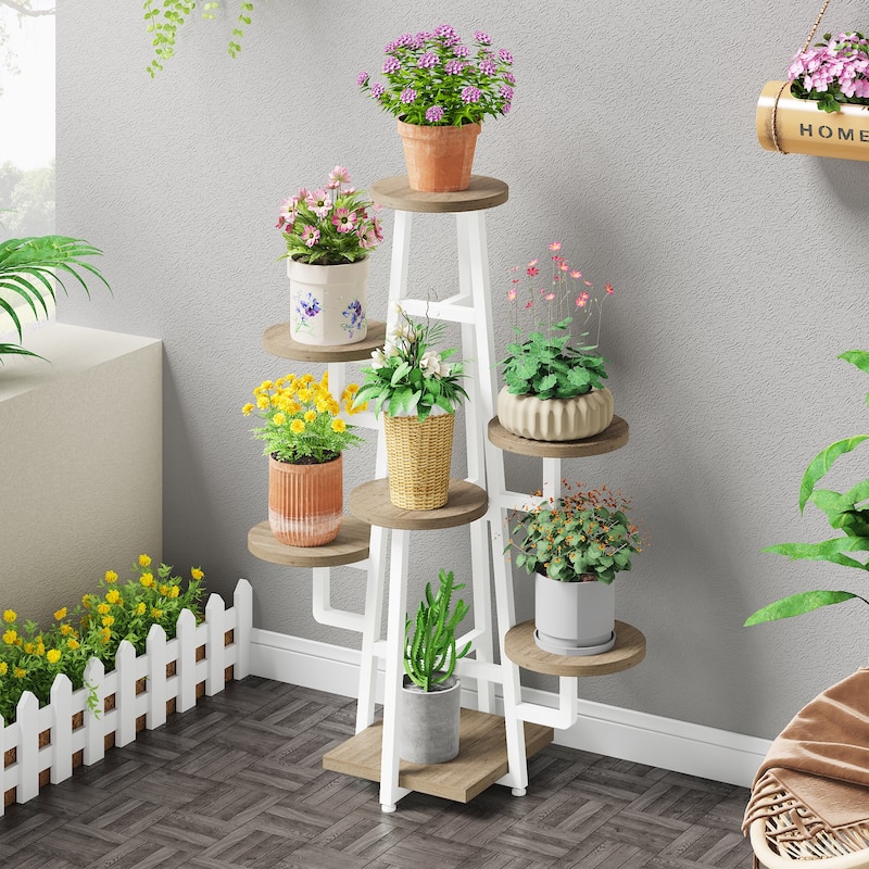 7 Tier Plant Stand Indoor, Tall Plant Shelf for Multiple Plants, Wooden Corner Plant Pots Holder Rack Flower Stand Shelf