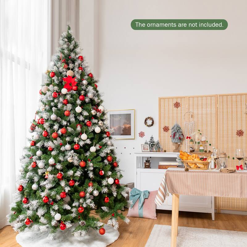 Gymax 6/7.5/9 FT Pre-lit Snow Sprayed Christmas Tree Artificial Xmas - See details