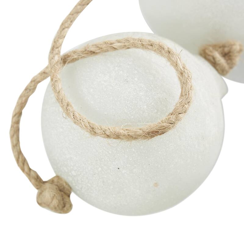 Silver Glass Handmade Round Extra Long Frosted Orb Beaded Garland with Tassel with Knotted Jute Rope