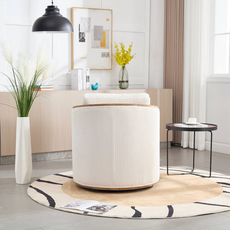 Accent Chair Sofa Chair with High-Density Foam and Curved Back, Degree Swivel Barrel Club Chair Lounge Chair