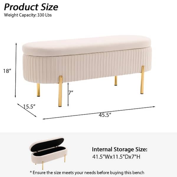 dimension image slide 0 of 6, Velvet Storage Bench for Bedroom