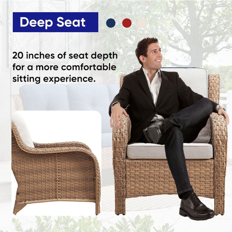 Gymojoy Wicker Patio Club Chairs with Olefin Weather-Resistant Cushions