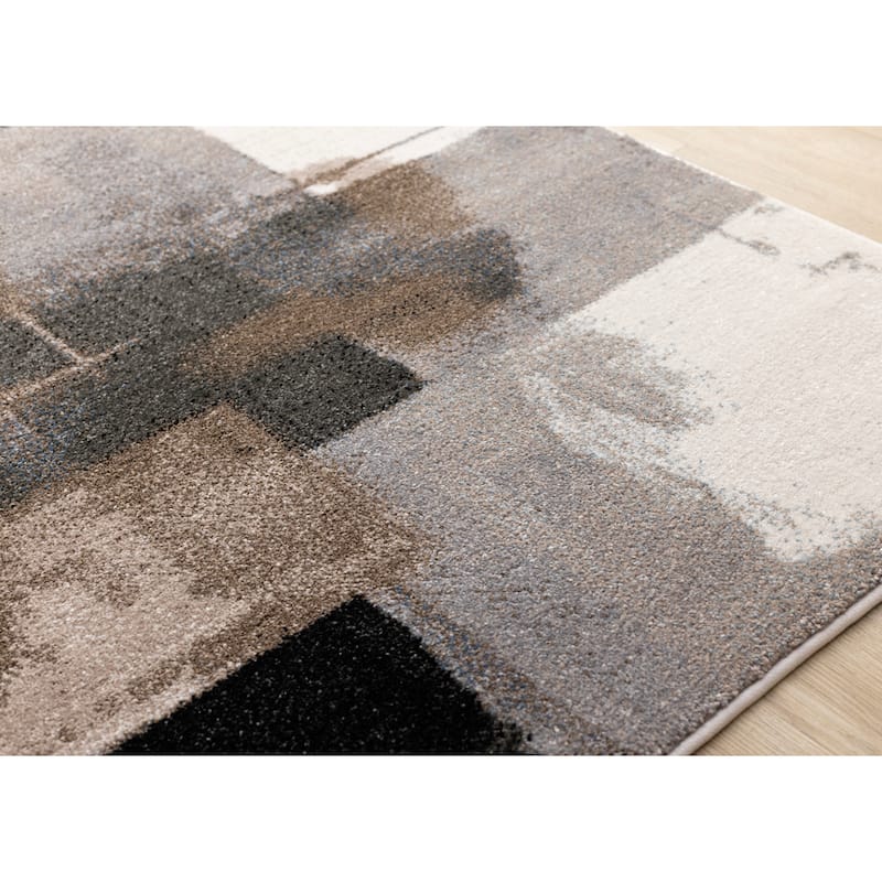 Shade White Black Taupe Brown Modern High-Traffic Rug