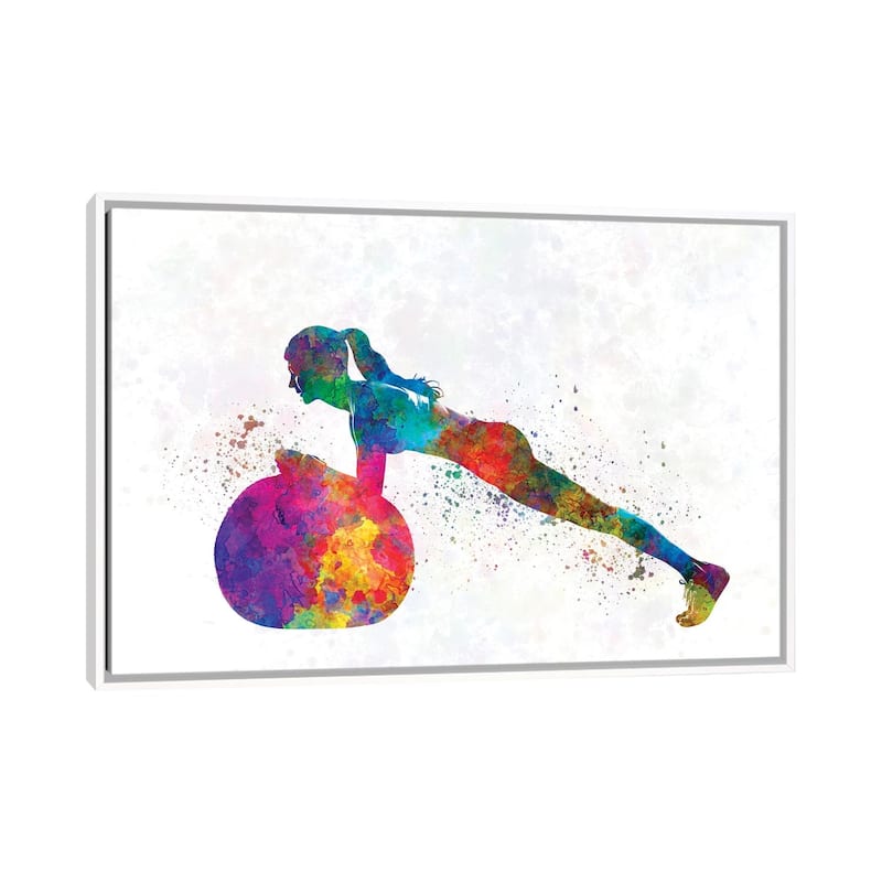 iCanvas "Practicing Fitness In Watercolor III" by Paul Rommer Framed Canvas Print - White - 26x40