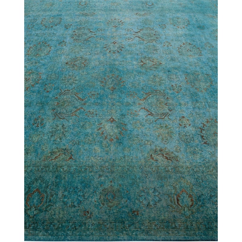 Overdyed, One-of-a-Kind Hand-Knotted Area Rug - Blue - 7' 10" x 10' 2"