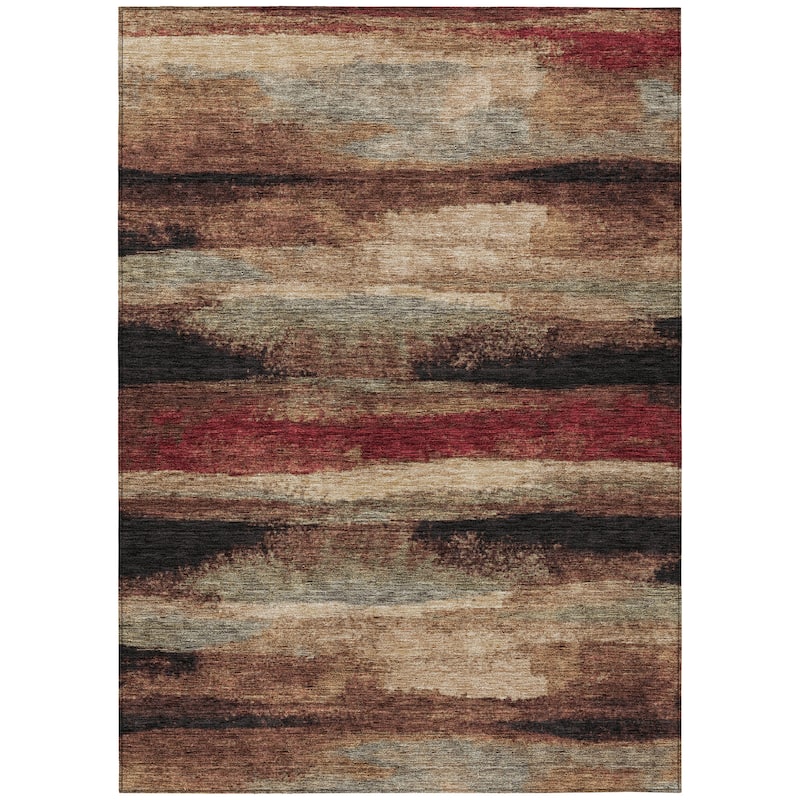 Machine Washable Indoor/ Outdoor Abstract Modern Chantille Rug
