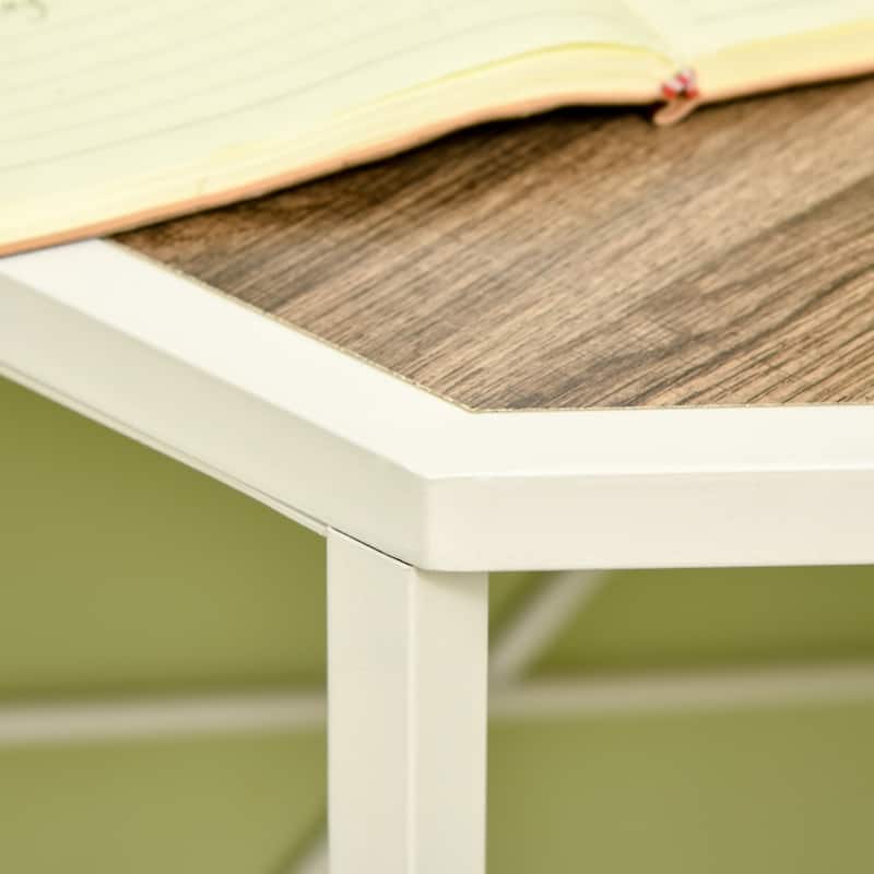 HOMCOM Corner Computer Desk with Steel Frame for Small Spaces, Writing Desk for Workstation