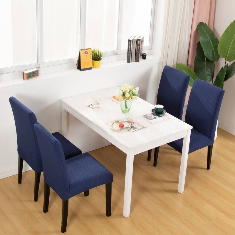 Enova Home Jacquard Polyester Spandex Fabric Stretch Dining Slipcovers Removable Anti-Dirty Fitted Furniture Protector Set of 2