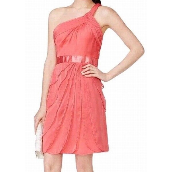 Adrianna Papell Pink Womens Size 20 One-Shoulder Sheath Dress ...