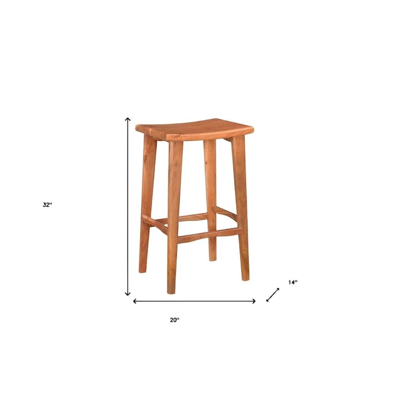 HomeRoots 32" Brown Solid Wood Backless Counter Height Bar Chair