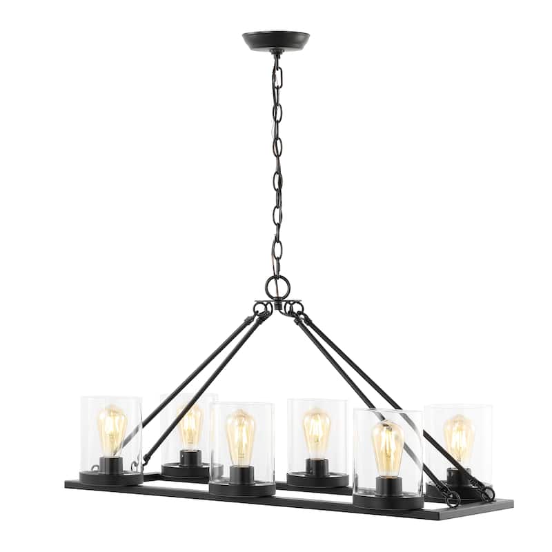 SAFAVIEH Lighting Katharyn 32" Modern & Contemporary Chandelier (6-Bulb) - 15" W x 32" D x 81" H - Black
