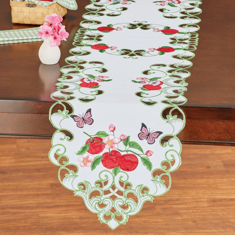 Apples and Butterflies Embroidered Table Linens - Runner