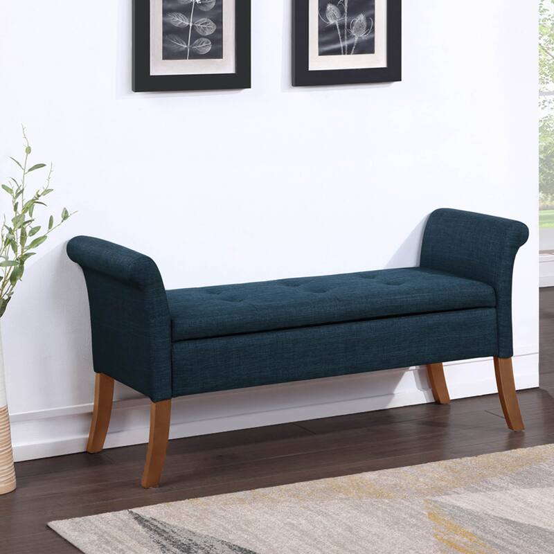 Convenience Concepts Designs4Comfort Garbo Entryway Storage Bench - Dark Blue Fabric