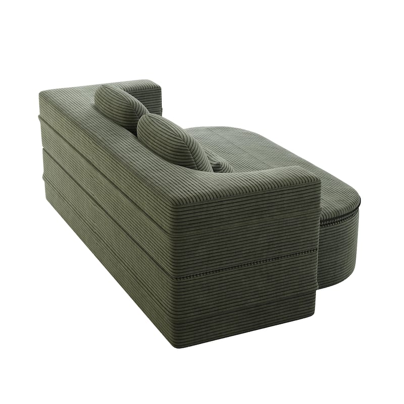 GDFStudio - Lysander Corduroy Foldable Sleeper Sofa Bed with Multi Functional Blanket