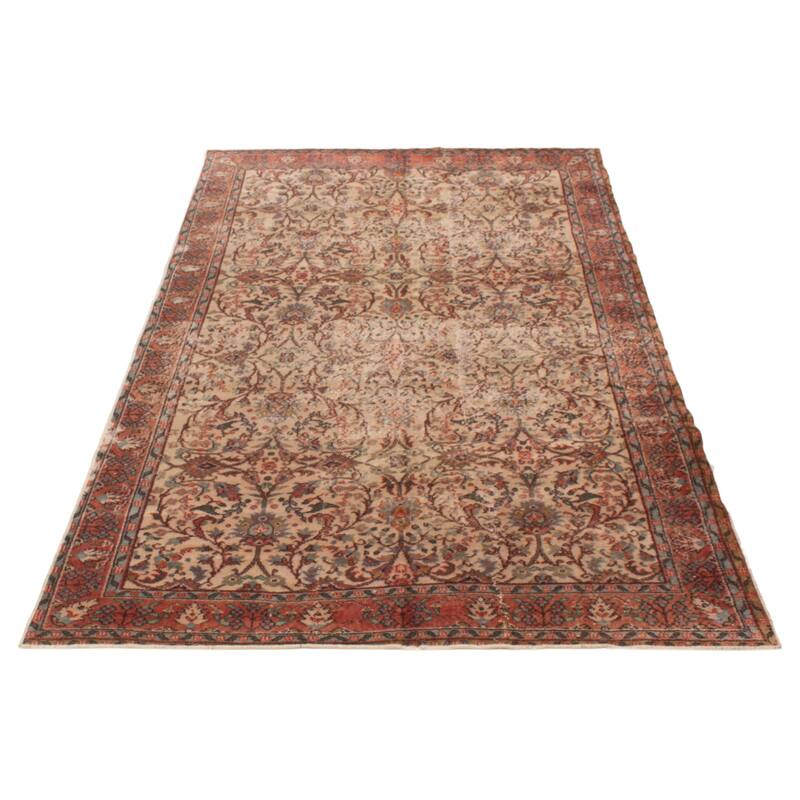 ECARPETGALLERY Hand-knotted Melis Vintage Cream Wool Rug - 5'10 x 9'7