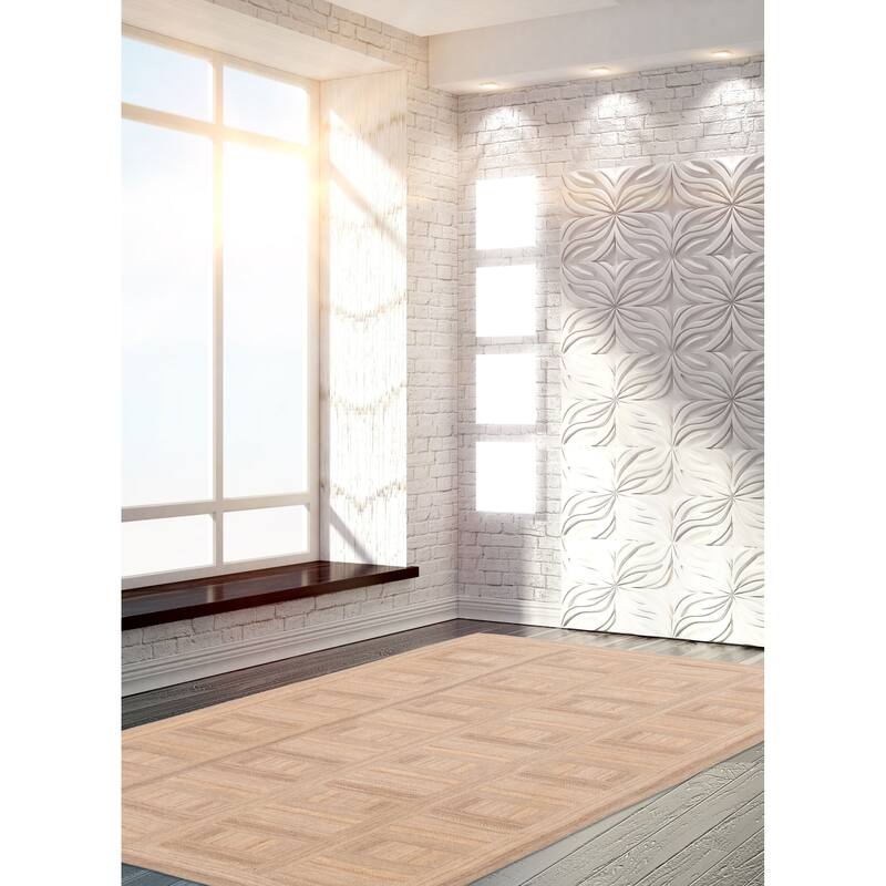 ECARPETGALLERY Flat-Weave Anatolia Patch Taupe Wool Kilim - 5'7 x 9'8