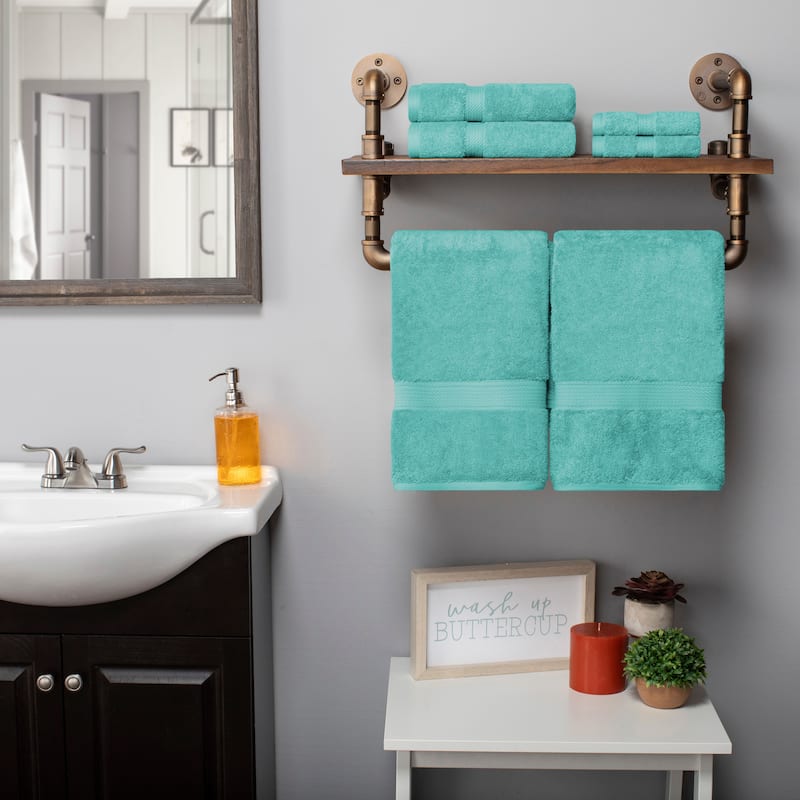 Superior Egyptian Cotton Heavyweight Solid Plush Towel Set - 6-Piece Set - Turquoise
