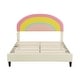 preview thumbnail 11 of 17, Unique Modern Design Full Size Upholstered Platform Bed,Rainbow Shaped Height-adjustbale Headboard with LED Light Strips