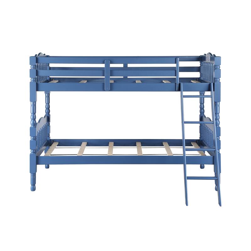 Twin over Twin Solid Wood Bunk Bed with Ladder & Fence