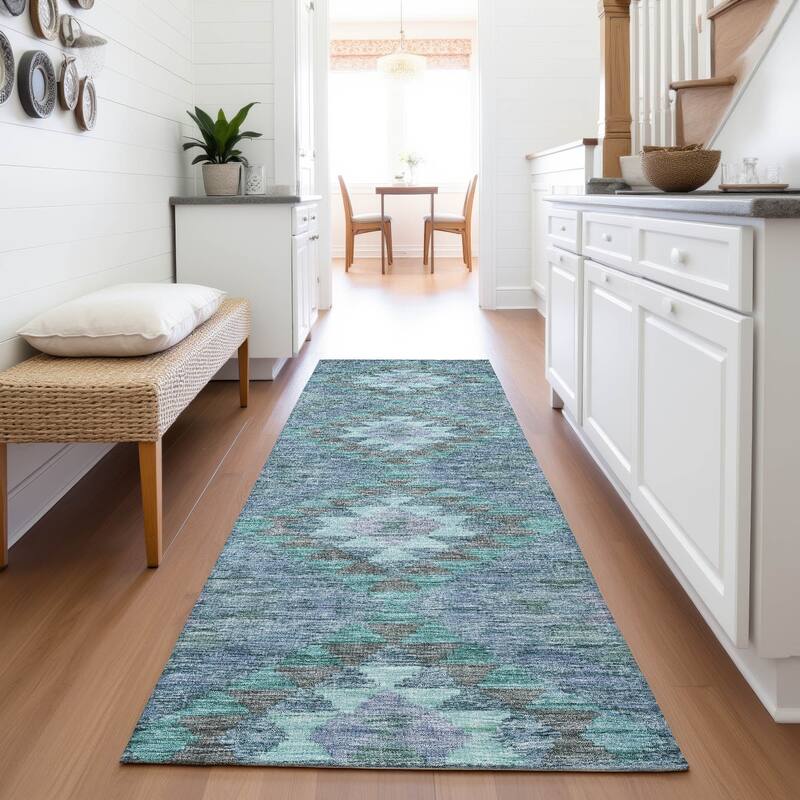 Premium Washable Super Soft Global Boho Mayfield Rug - Blue - 2'3" x 7'6"