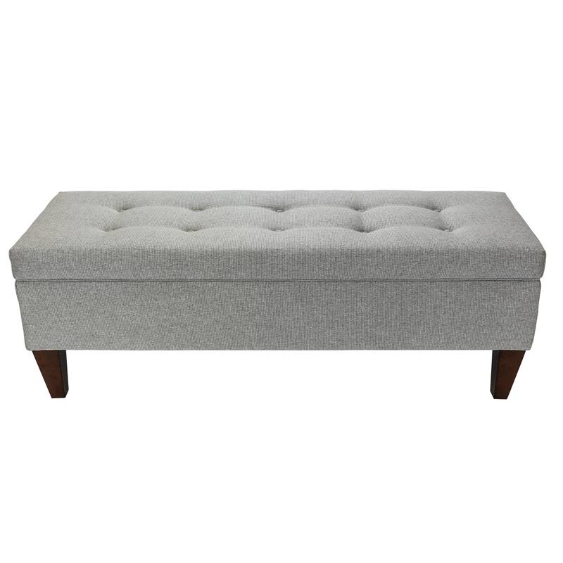 Brooke Corona Upholstered Button-tufted Wood Long Storage Bench - Lt Grey