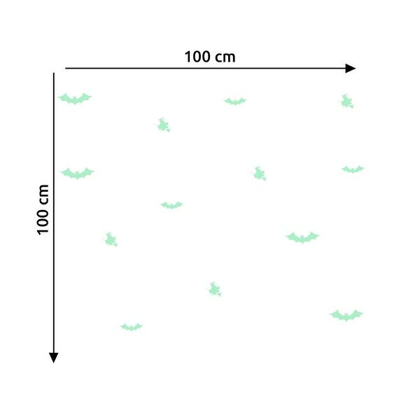 dimension image slide 1 of 2, Walplus Peel and Stick Wall Stickers Glow In The Dark Bat Witch Decor