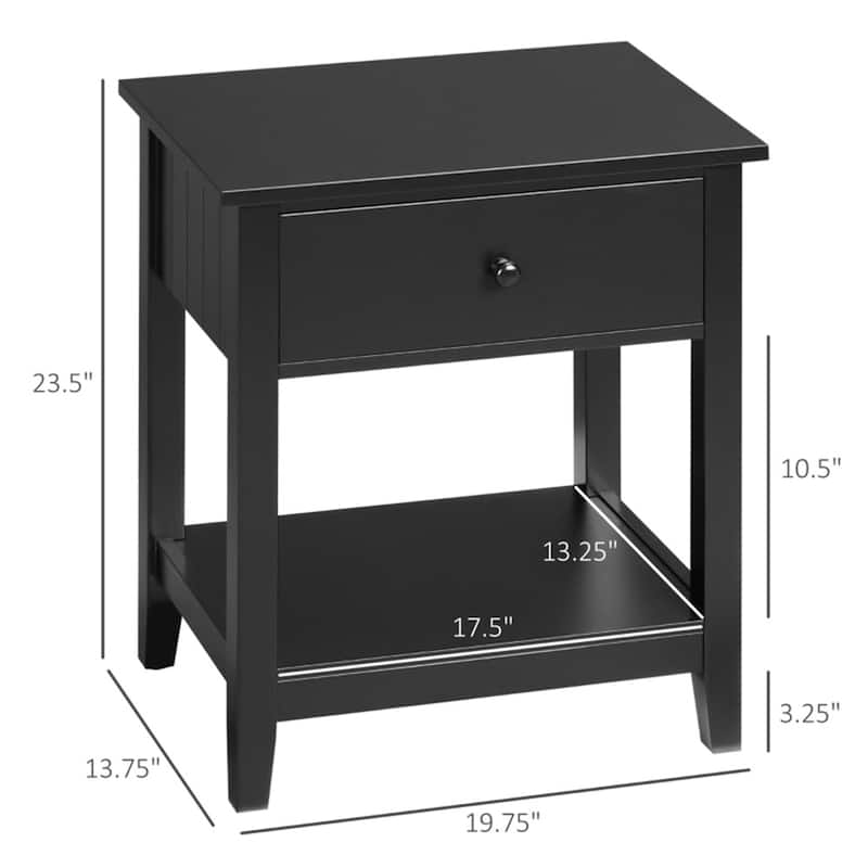 MDF Coffee Table with Drawer and Bottom Shelf - 19.75'' W x 13.75'' D x 23.5'' H