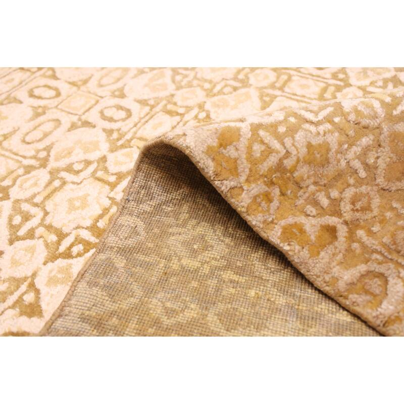 ECARPETGALLERY Hand-knotted Heritage Dark Gold Silk, Wool Rug - 7'6 x 9'7