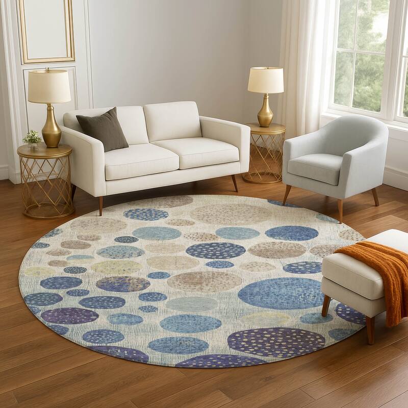 Premium Washable Super Soft Casual Contemporary Mayfield Rug - Navy - 8' x 8'