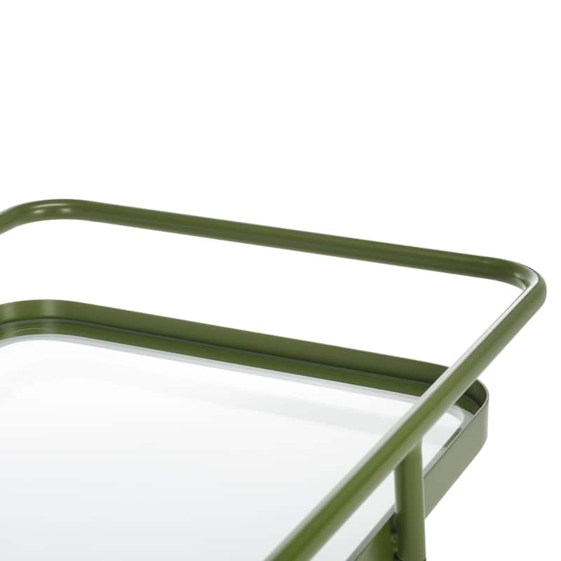 SAFAVIEH Home Zunia Glass Bar Cart with Wheels - 36Wx19Dx30H