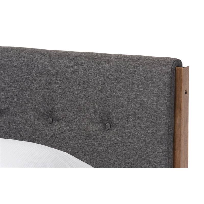 Mid-Century Platform Bed - Modern Grey Bed Frame, Solid Wood, Sleek Design, Easy Assembly